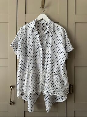 Zeta Otto Studio Italian Button Down Shirt Lagenlook One Size Embroidered